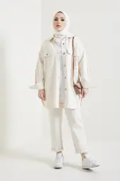 Ecru Jacket And Pant Suit