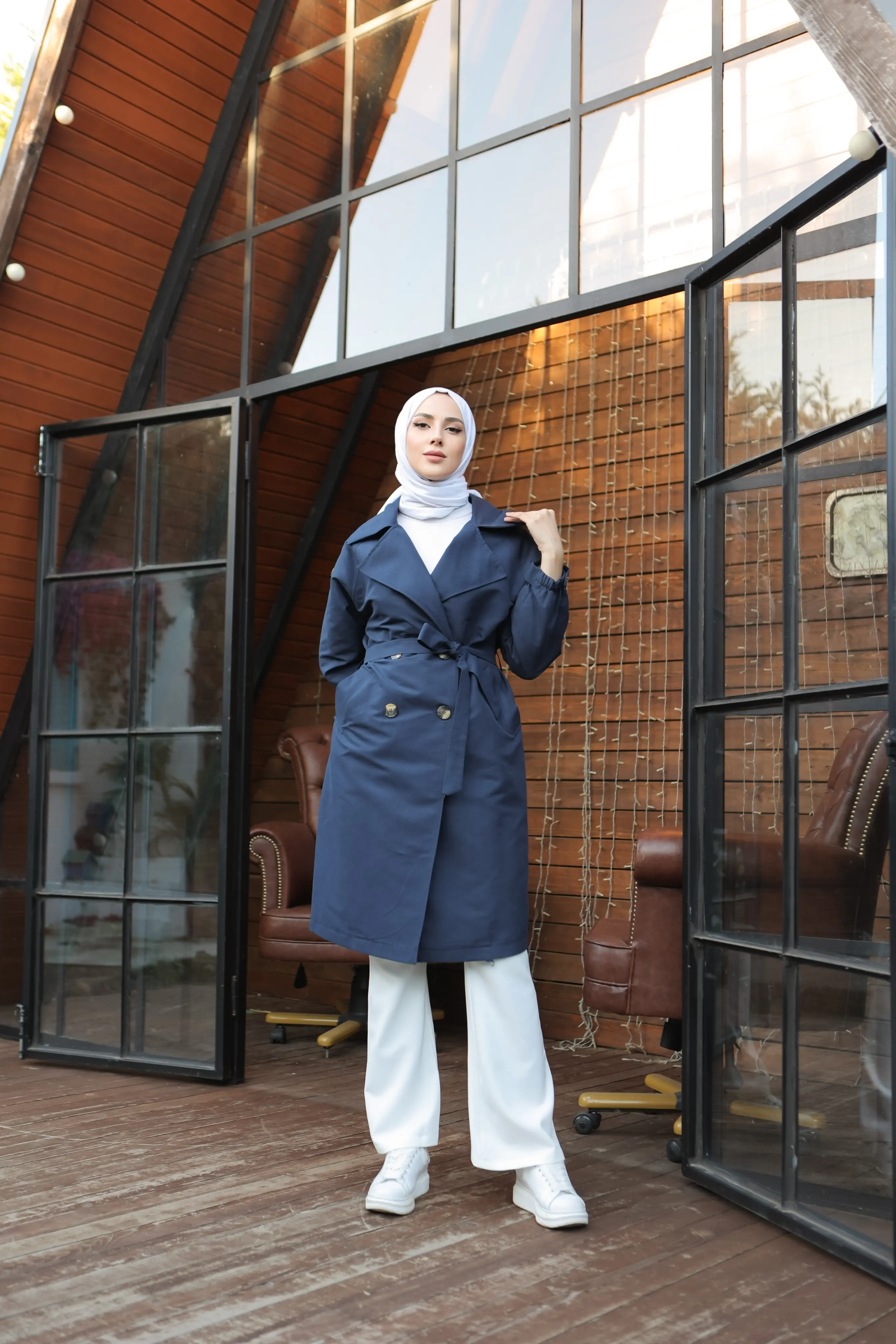 Wıde Collar Trench Coat-detail