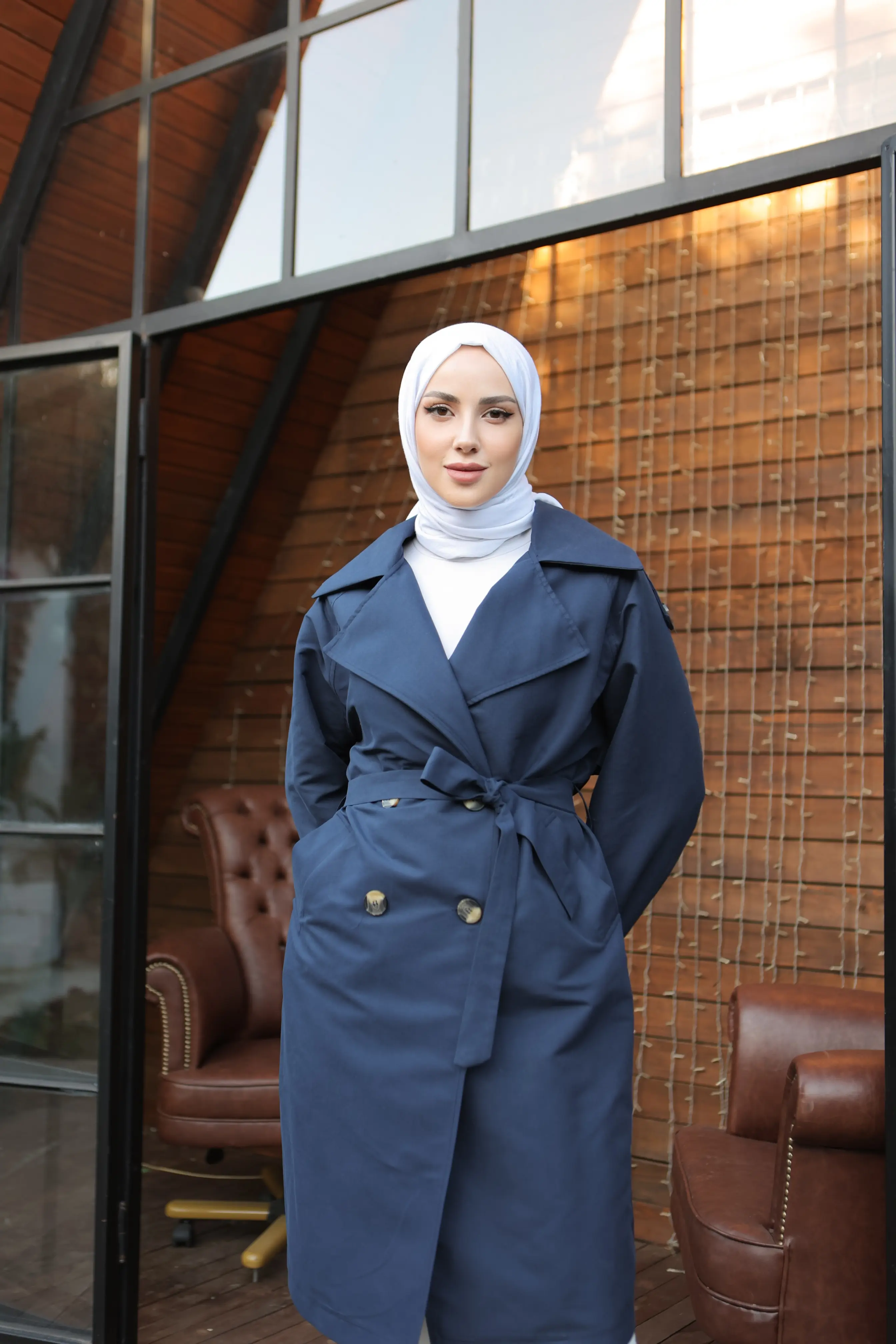 Wıde Collar Trench Coat-detail