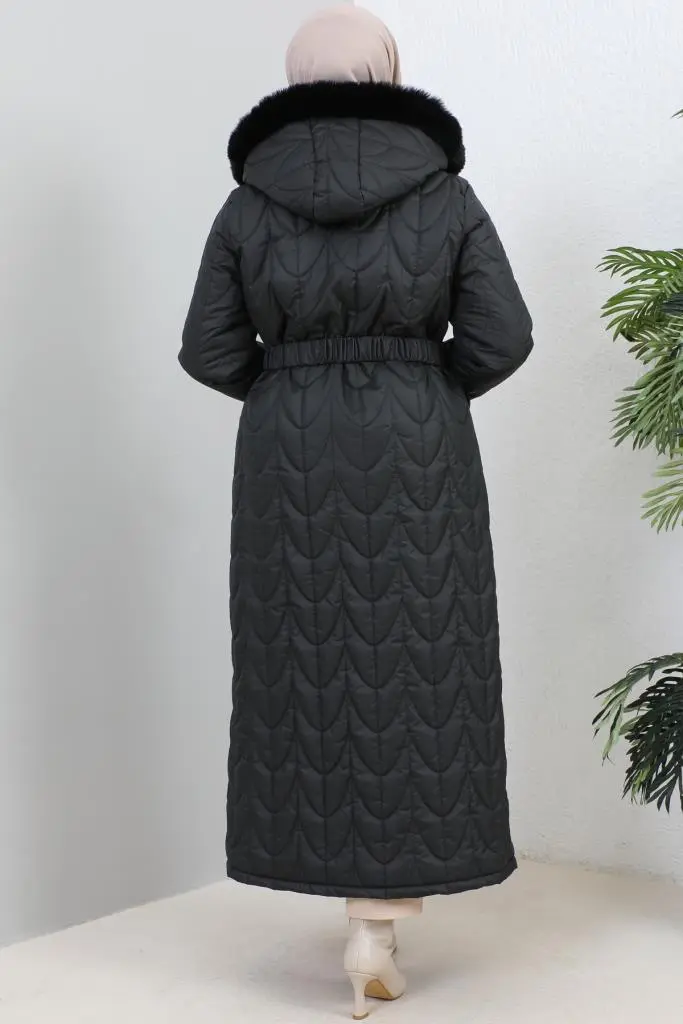 9107 Kapitone Kışlık Kaban Siyah-detail