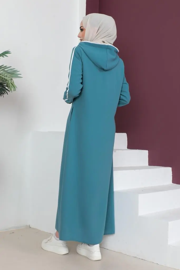 920 Emblem Detailed Hijab Abaya Mint Green-detail