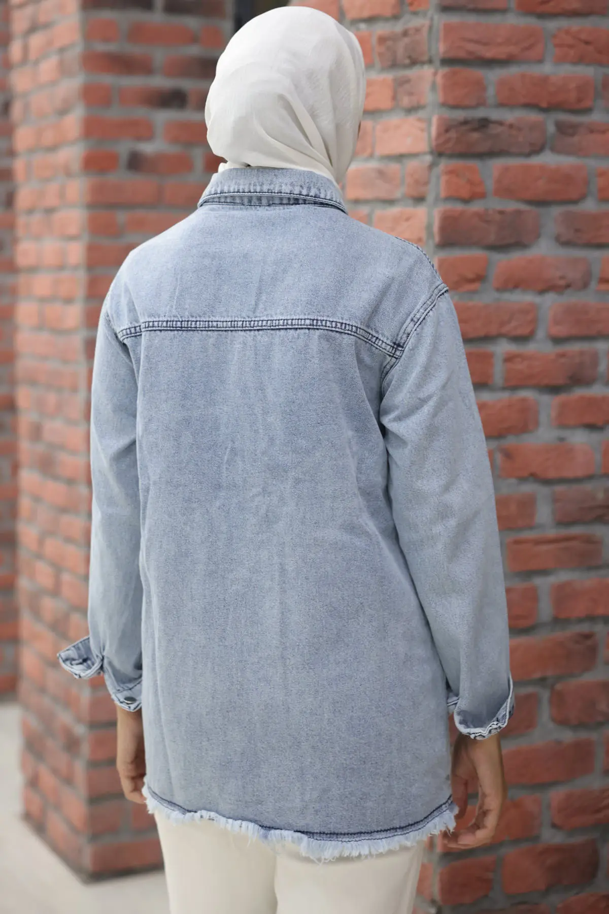 9744 Kuş Gözlü Kot Ceket Mavi-detail