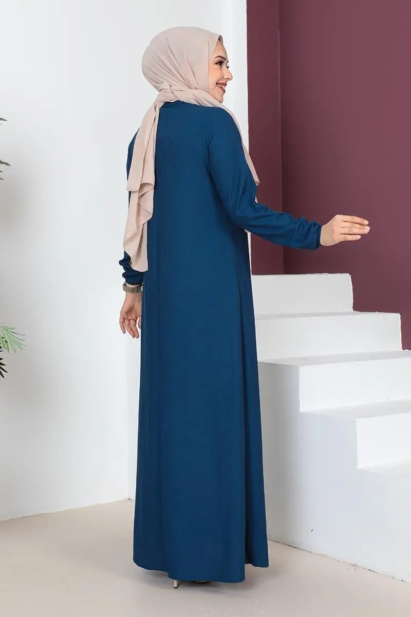 A Pile Model Elbise Koyu Indigo-detail