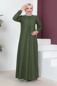 A Pile Model Elbise Koyu Haki