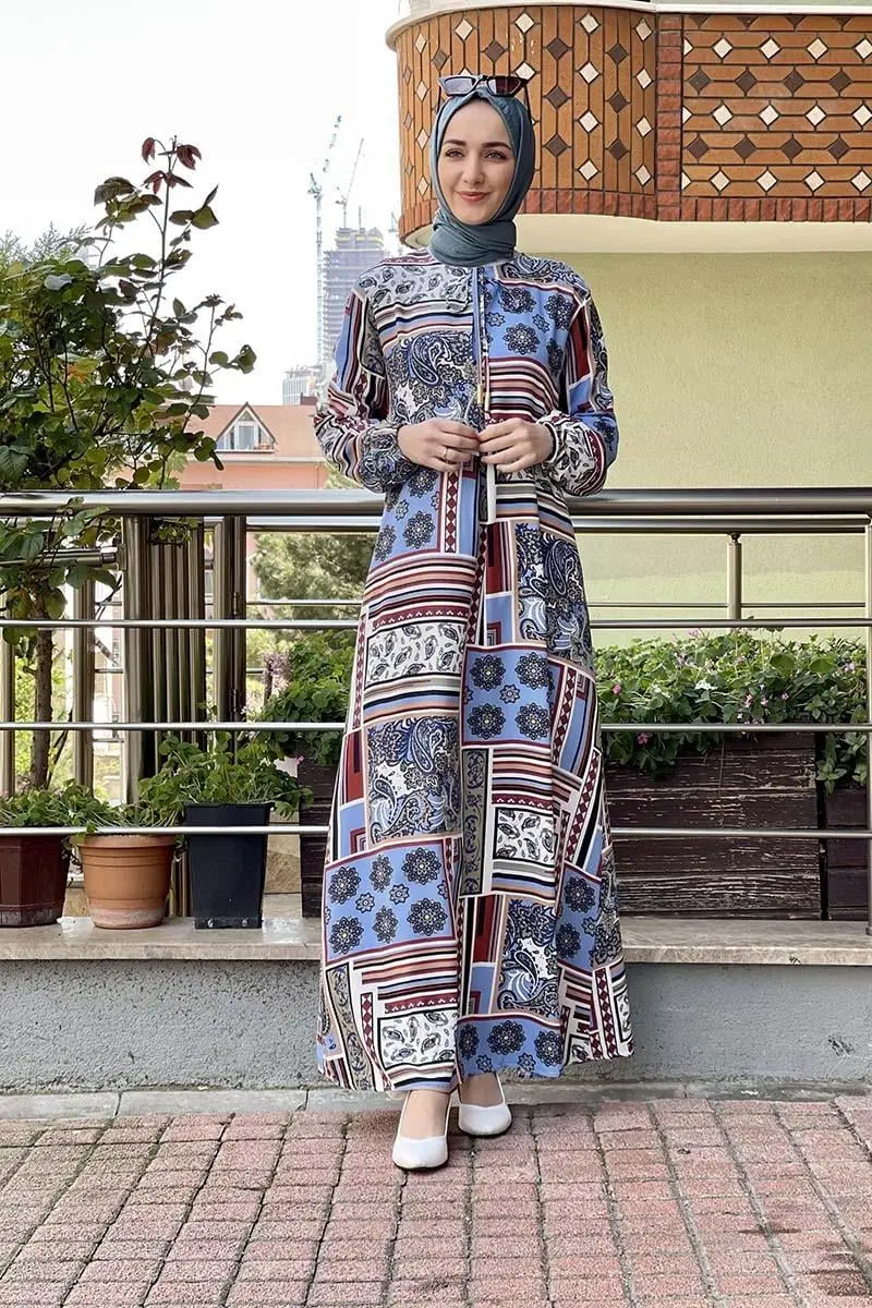 A Pileli Desenli Elbise-detail