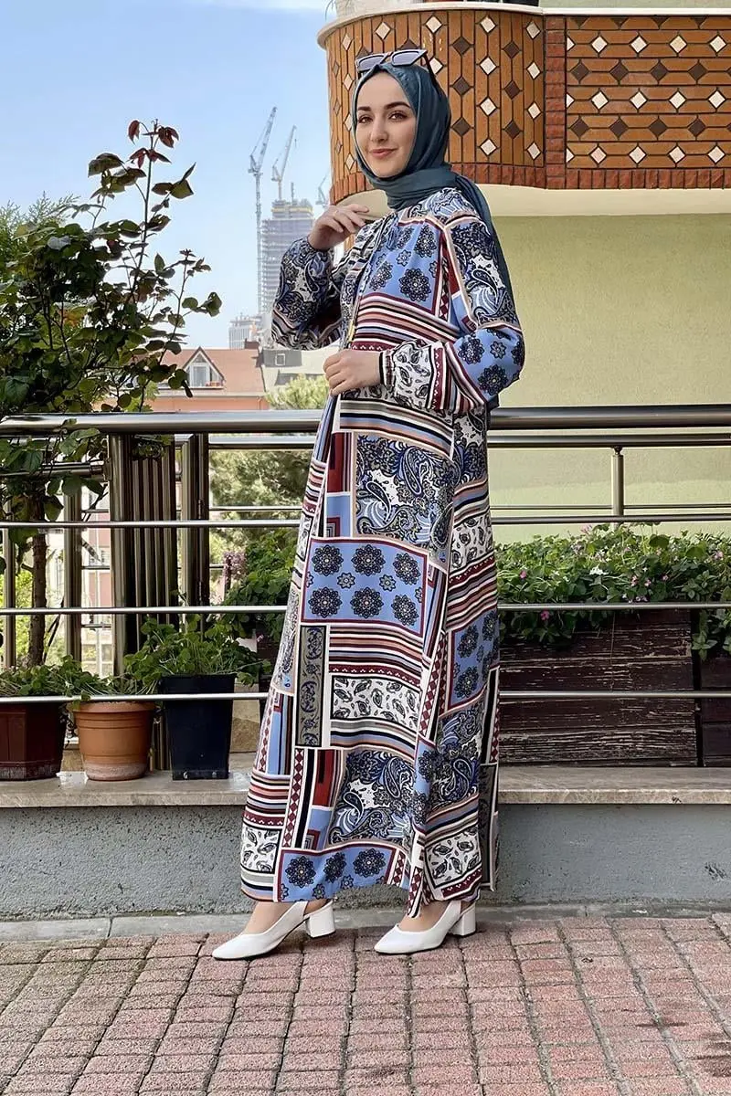 A Pileli Desenli Elbise-detail