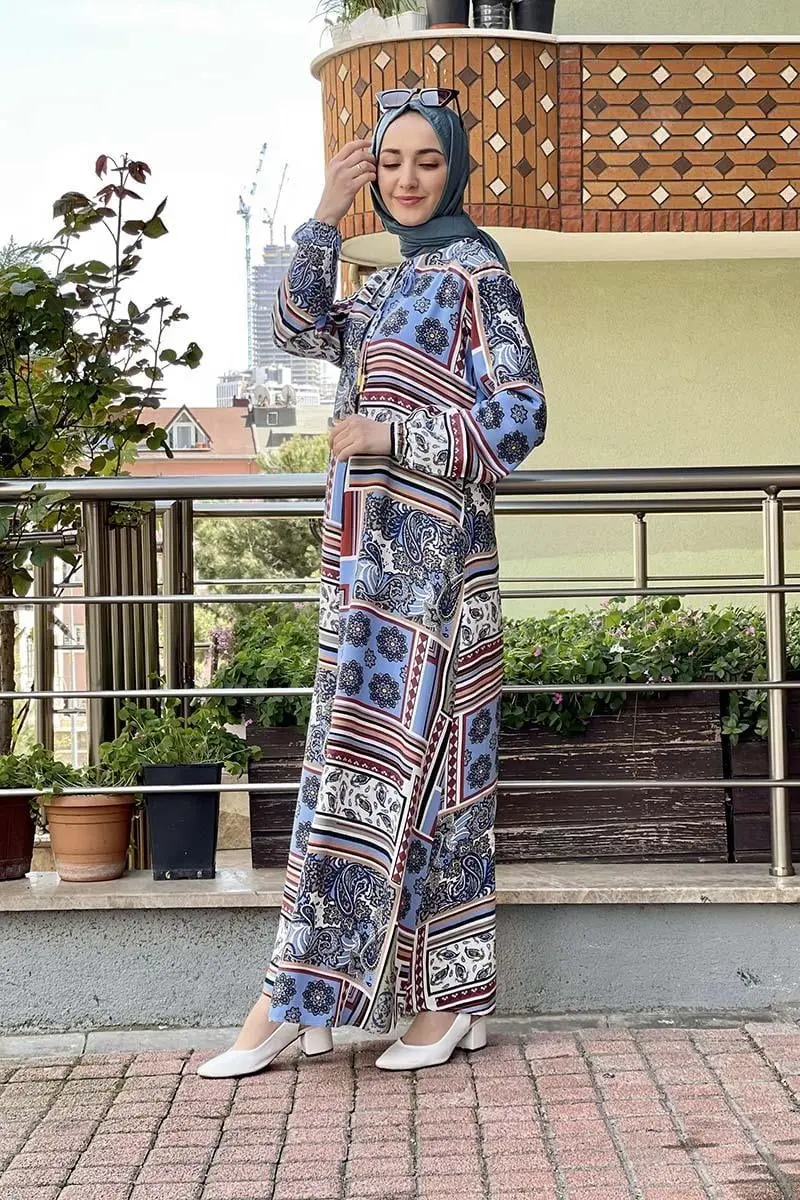 A Pileli Desenli Elbise-detail