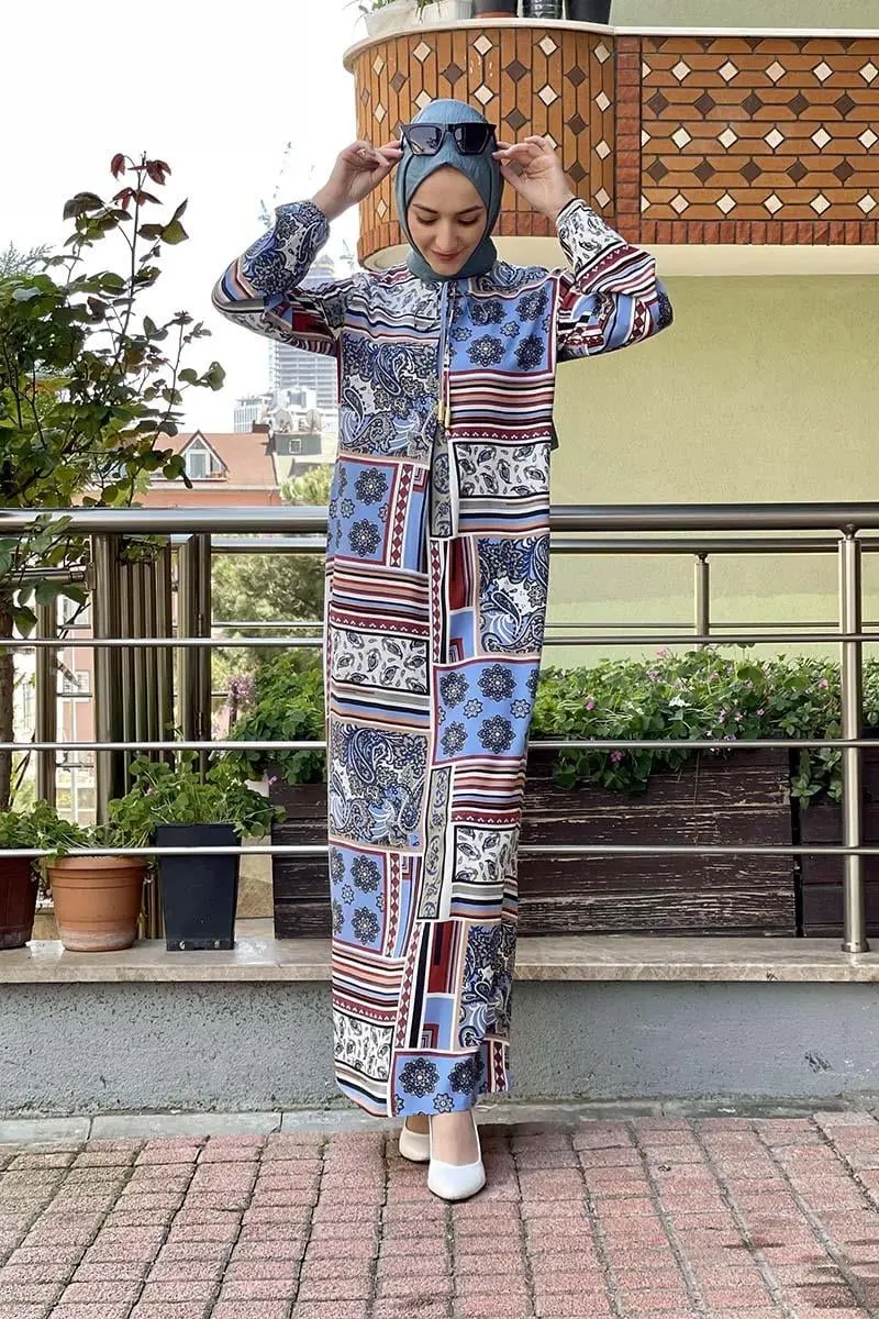 A Pileli Desenli Elbise-detail