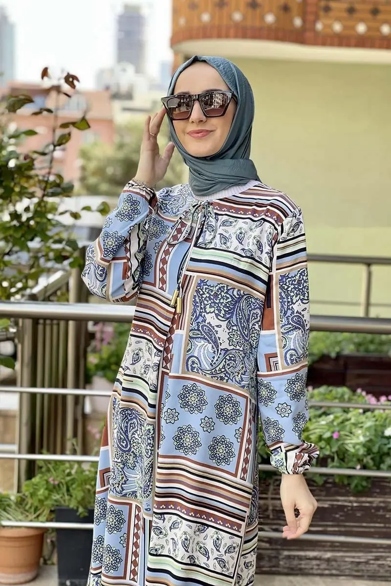 A Pileli Desenli Elbise-detail