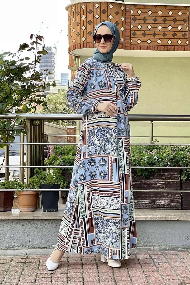 A Pileli Desenli Elbise-detail