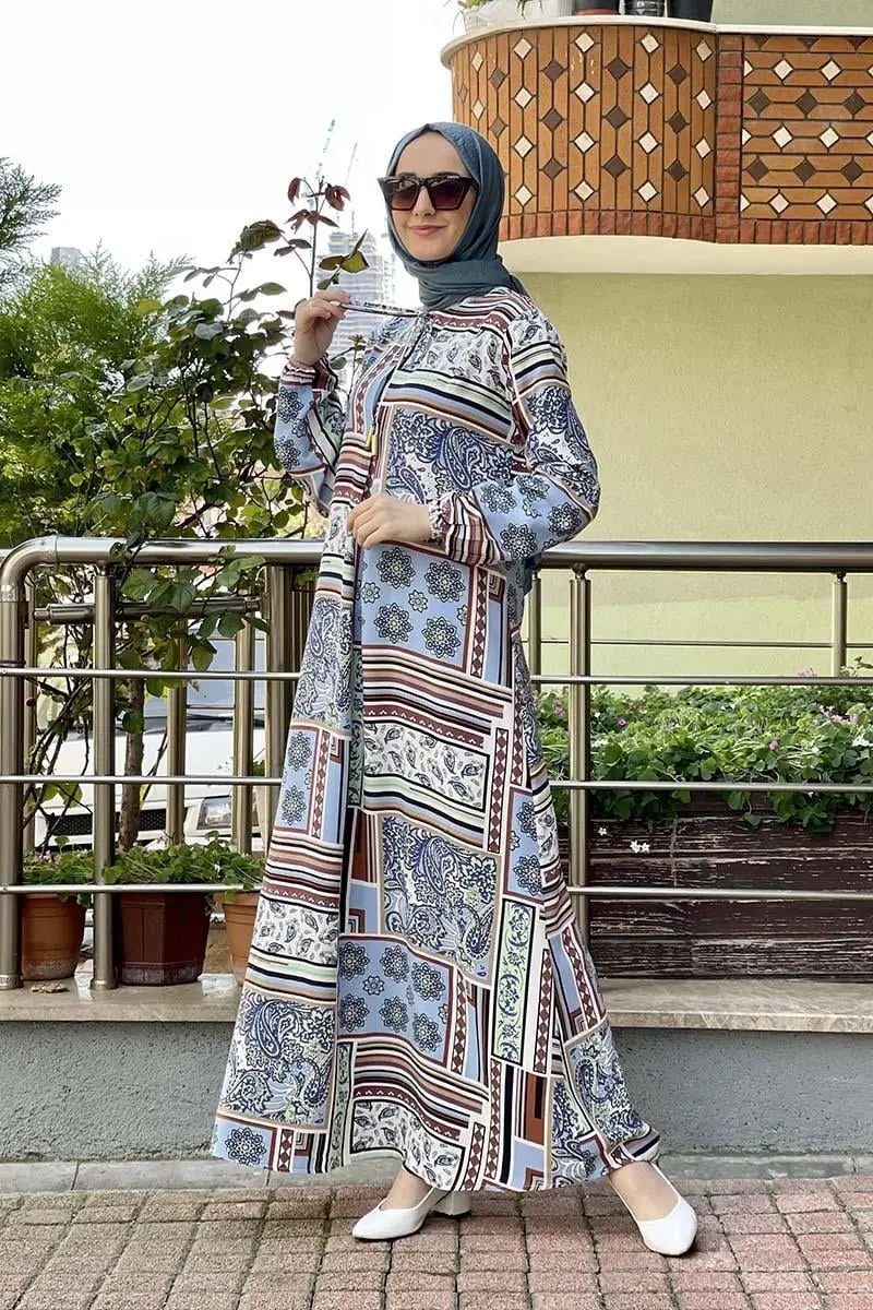 A Pileli Desenli Elbise-detail