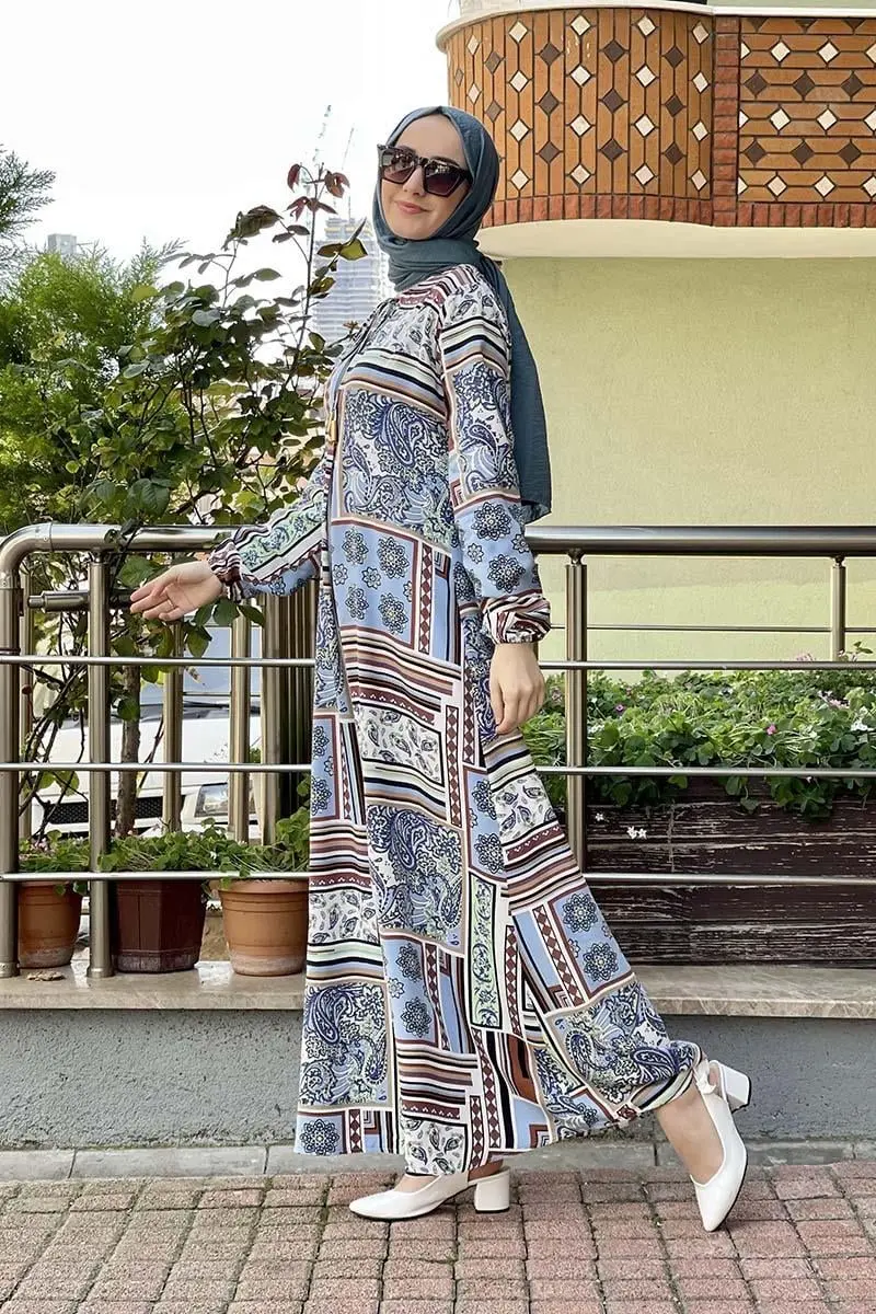 A Pileli Desenli Elbise-detail