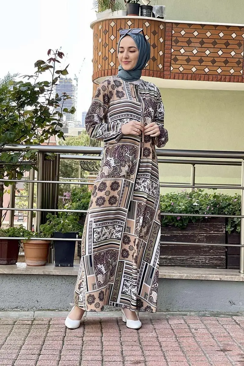 A Pileli Desenli Elbise-detail