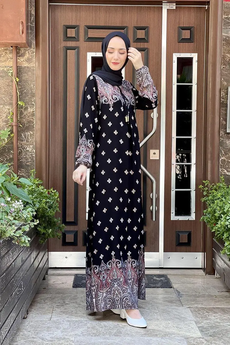 A Pileli Desenli Elbise-detail