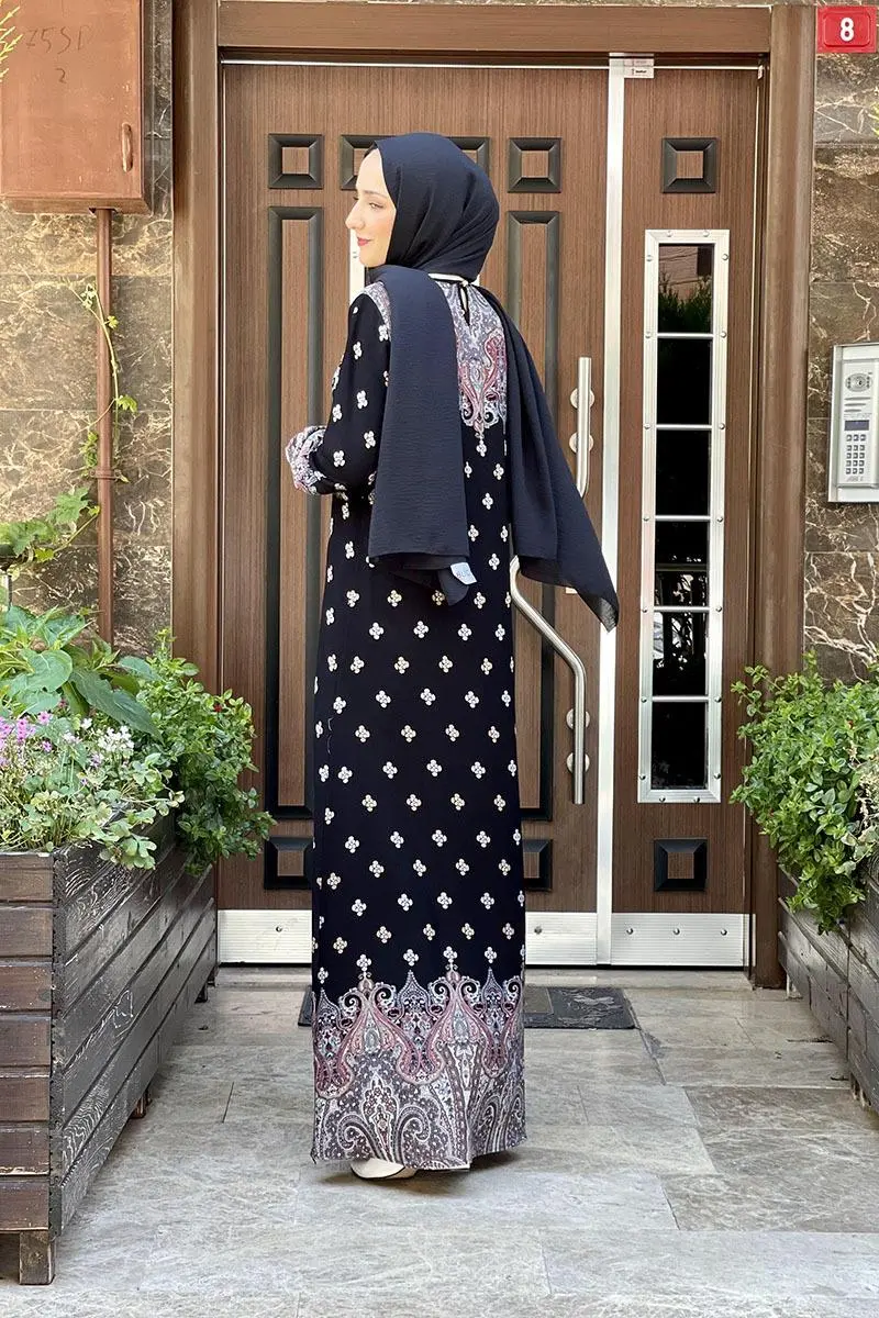 A Pileli Desenli Elbise-detail