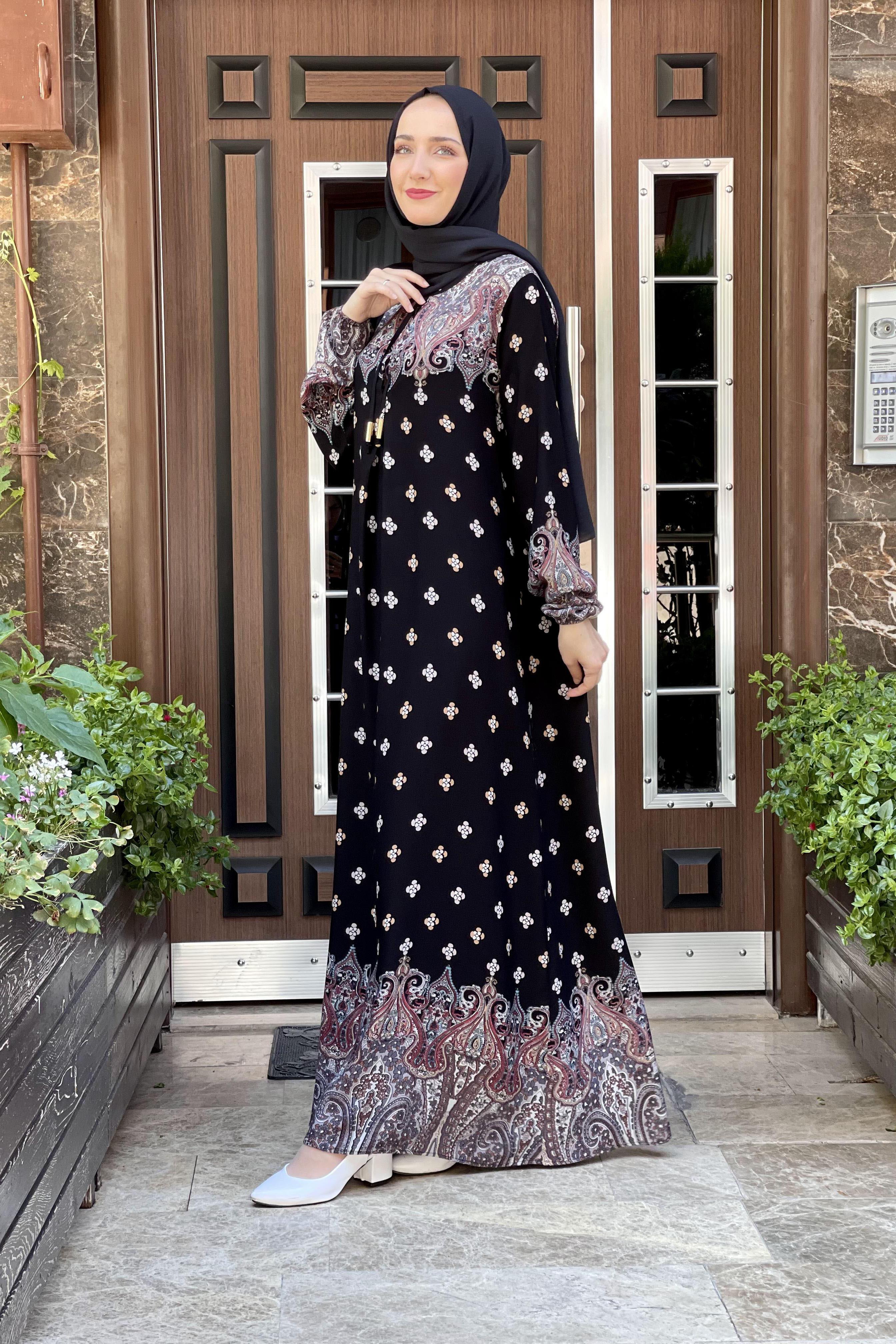 A Pileli Desenli Elbise