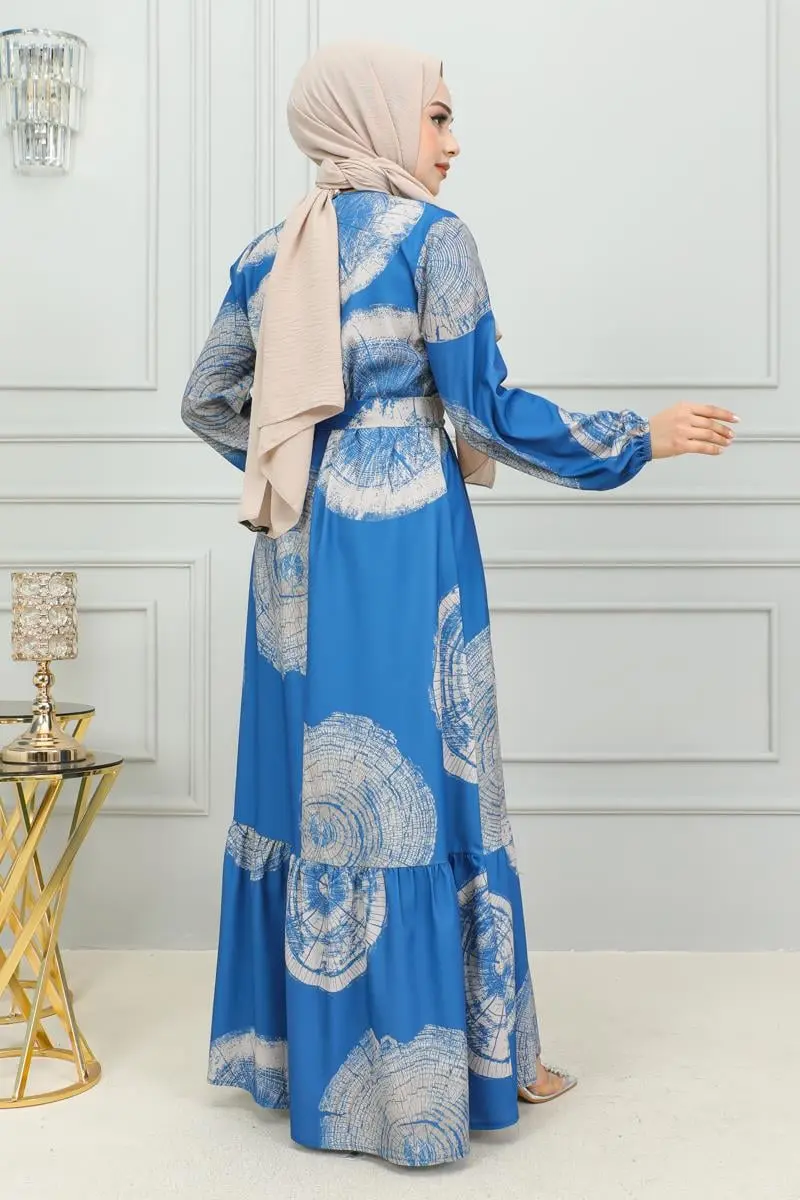 Aerobin Desenli Elbise Indigo-detail