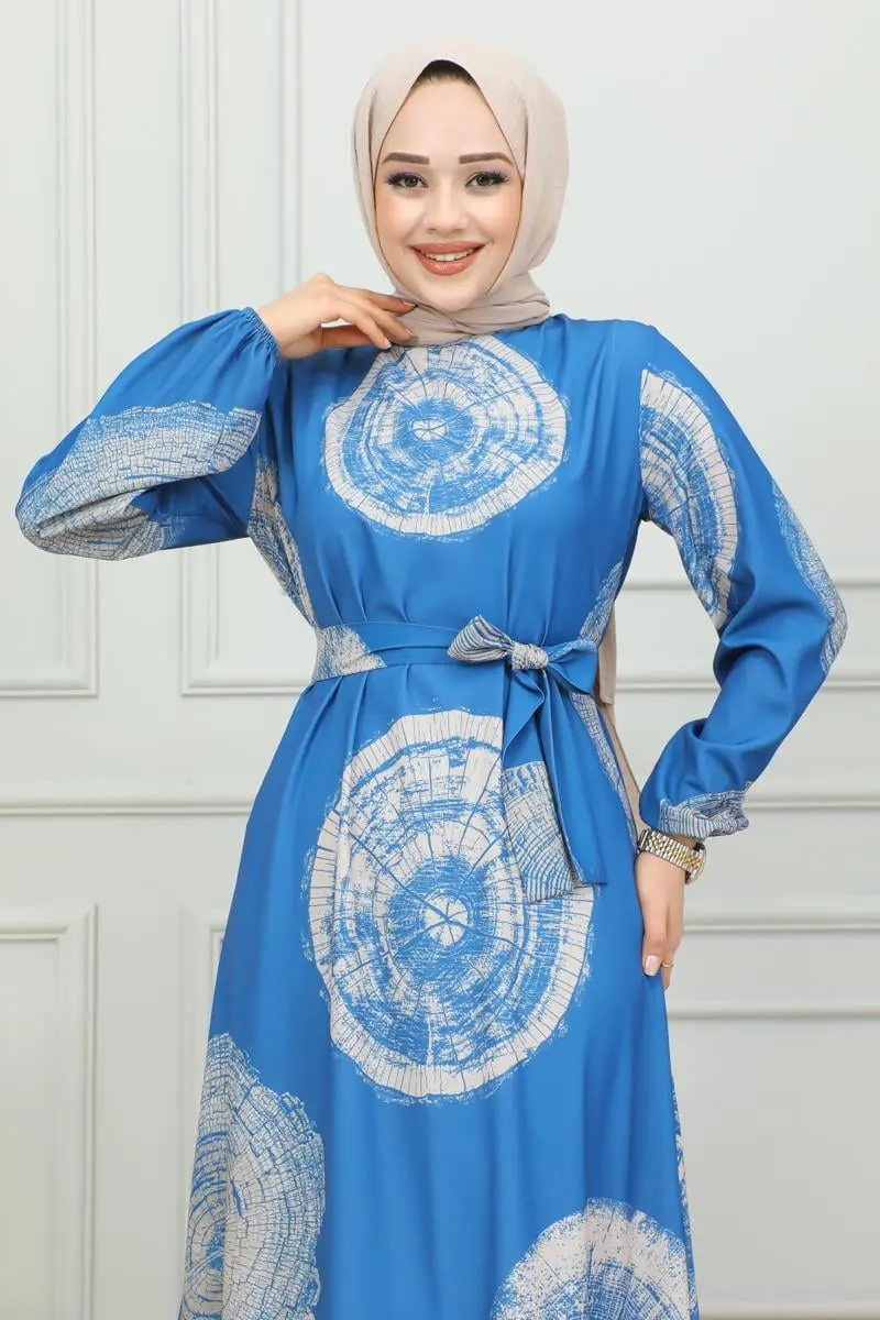 Aerobin Desenli Elbise Indigo-detail