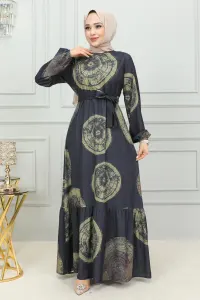 Aerobin Desenli Elbise Haki