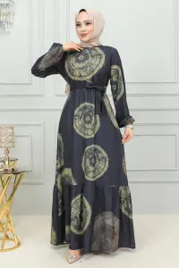 Aerobin Desenli Elbise Haki