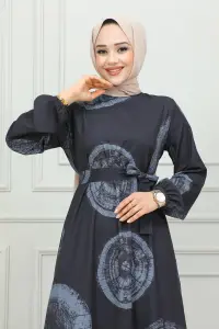 Aerobin Desenli Elbise Lacivert