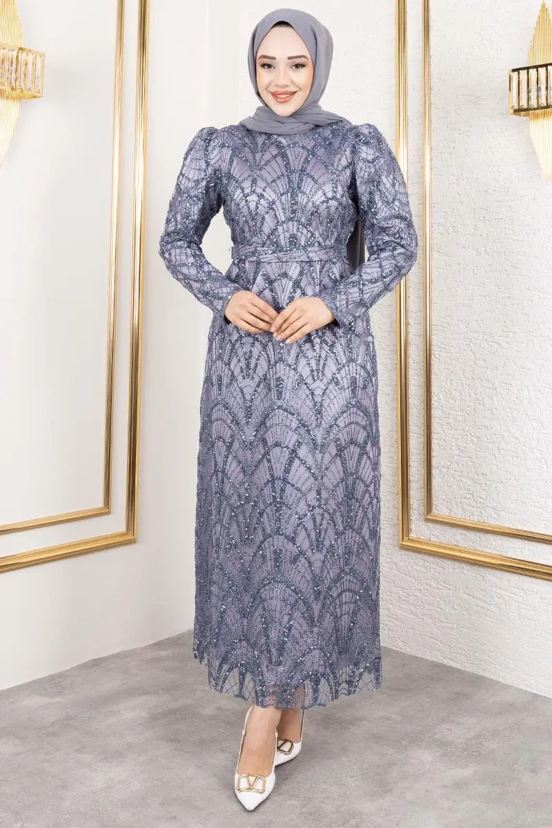 Glitter Pencil Evening Dress-detail