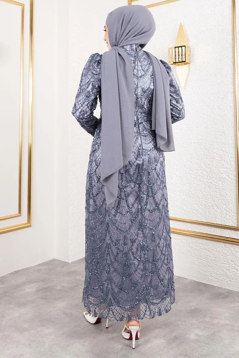 Glitter Pencil Evening Dress-detail