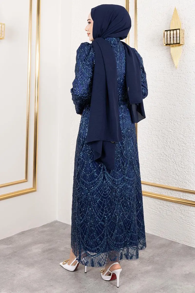 Glitter Pencil Evening Dress-detail