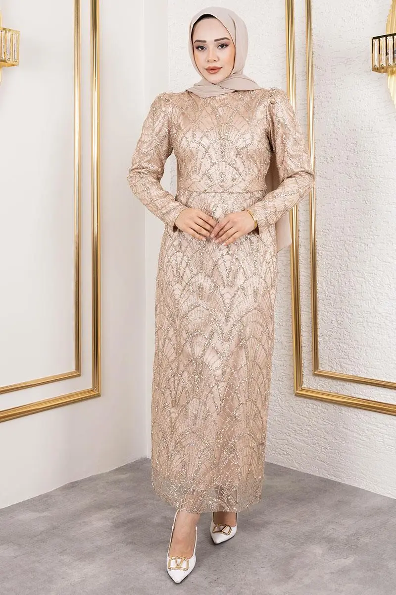 Afilli Simli Kalem Abiye Vizon-detail