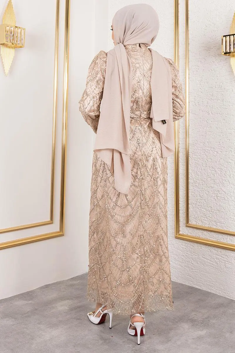 Afilli Simli Kalem Abiye Vizon-detail