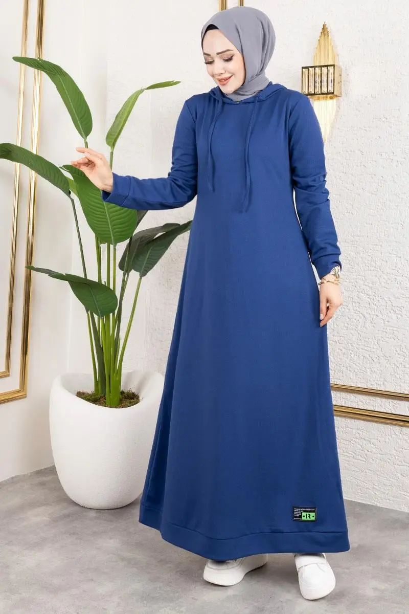 Hooded Sports Dress With Emblem Detail-detail