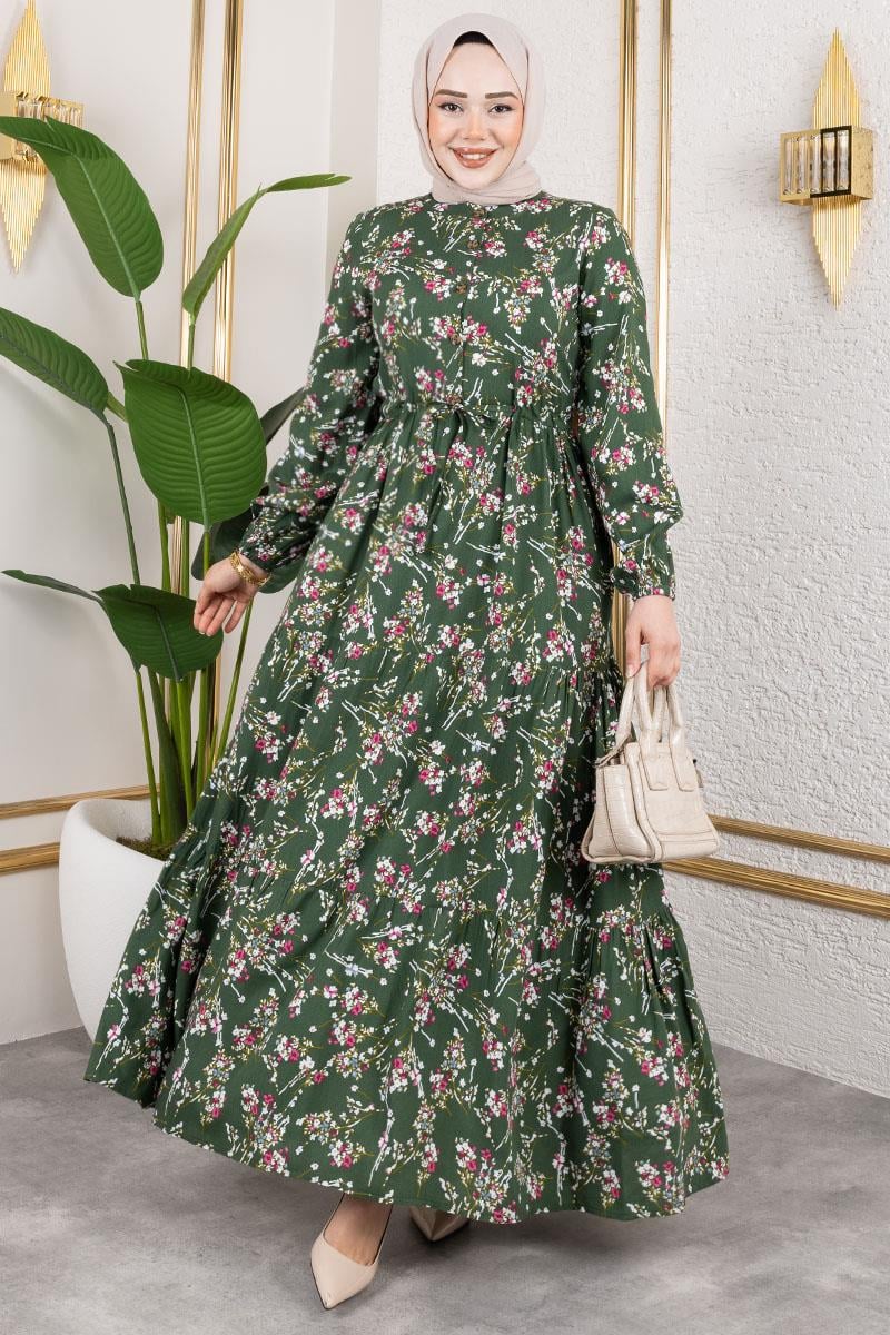 Asel Çiçekli Viskon Elbise