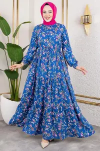 Asel Çiçekli Viskon Elbise