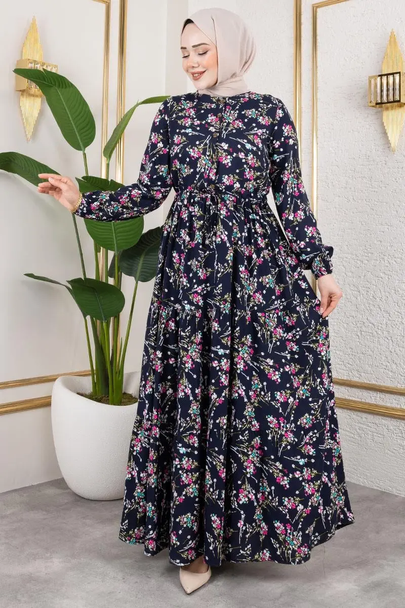 Asel Çiçekli Viskon Elbise-detail