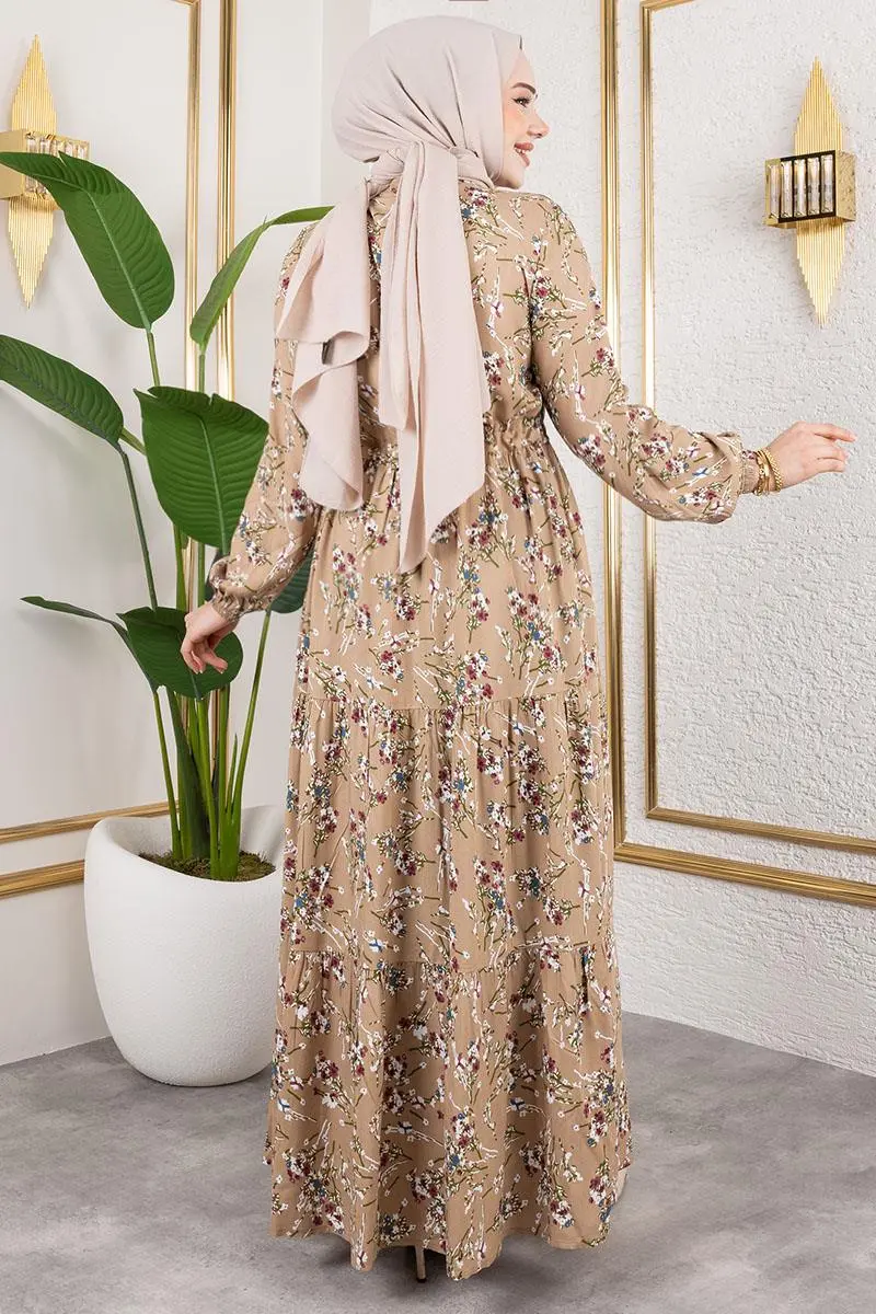 Asel Çiçekli Viskon Elbise-detail