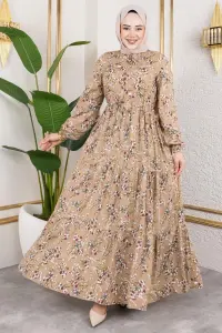 Asel Çiçekli Viskon Elbise