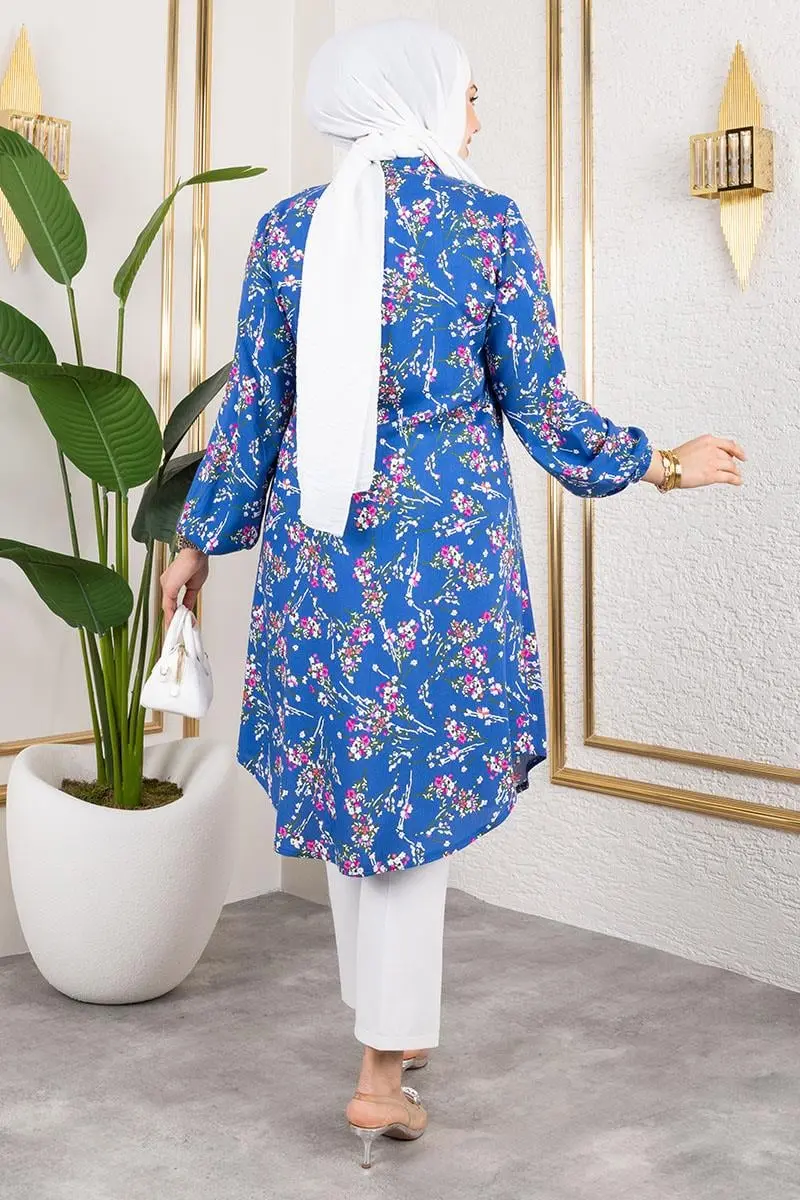 Asel Çiçekli Viskon Tunik-detail