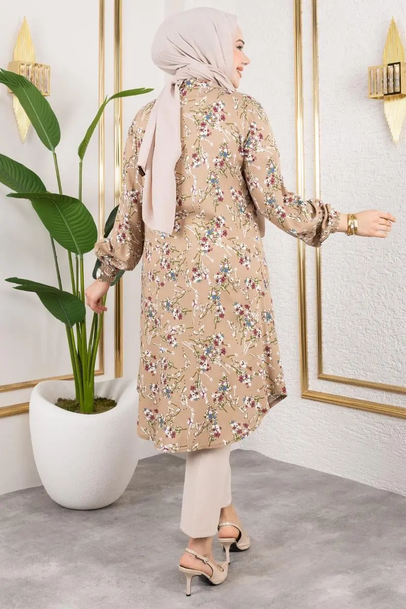 Asel Çiçekli Viskon Tunik-detail