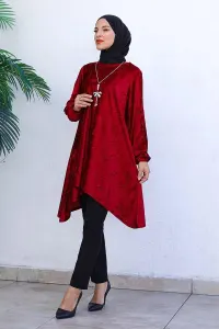 Asymmetric Model Velvet Tunic