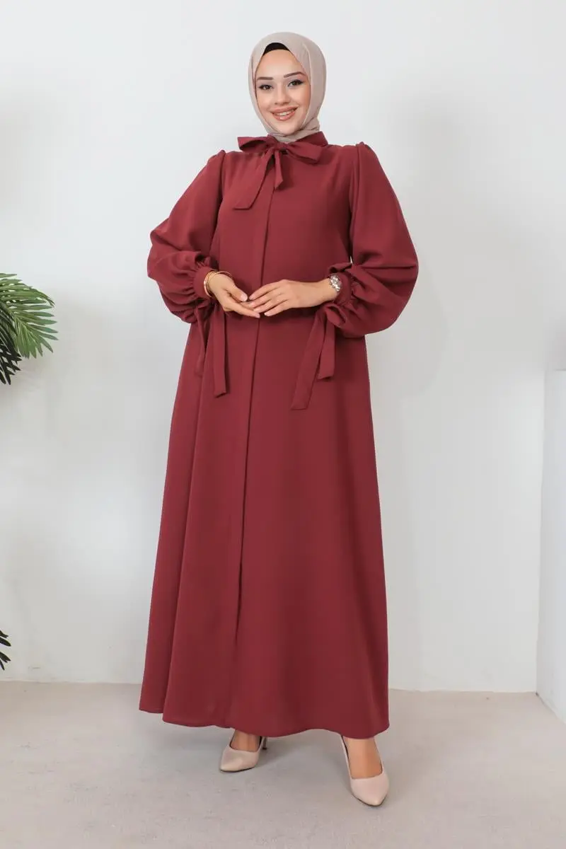 Lace-up Balloon Sleeve Abaya-detail