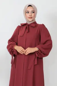 Lace-up Balloon Sleeve Abaya