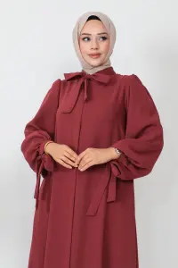 Lace-up Balloon Sleeve Abaya
