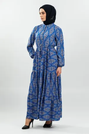 Lace-up Patterned Viscose Dress