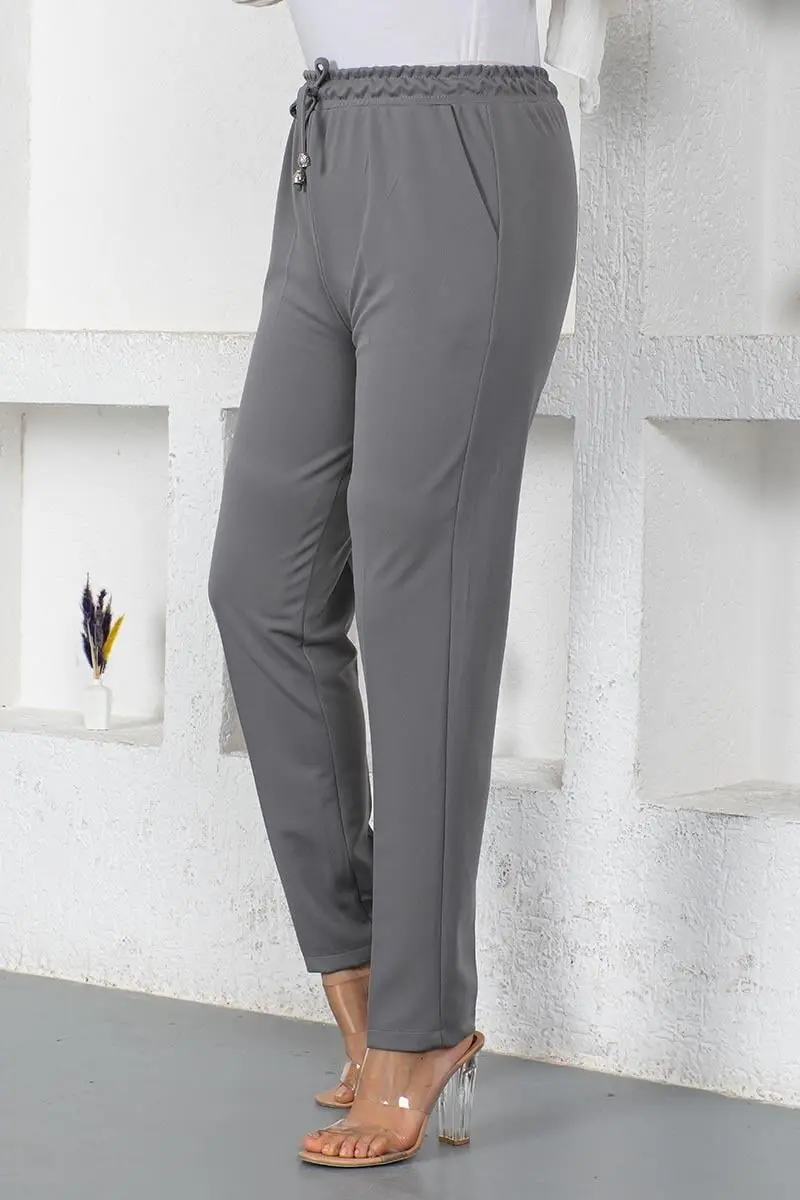 Bağcıklı Kadın Pantolon Kahverengi-detail