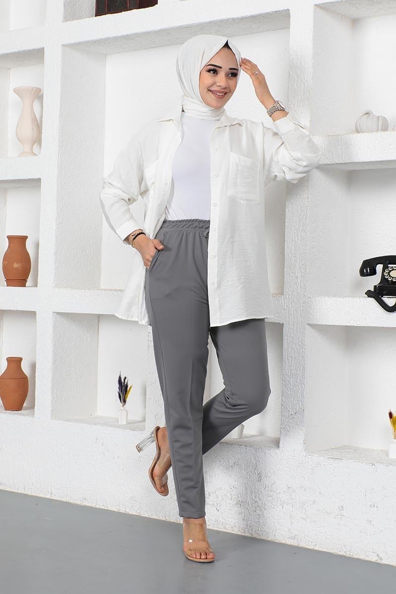 Bağcıklı Kadın Pantolon Kahverengi