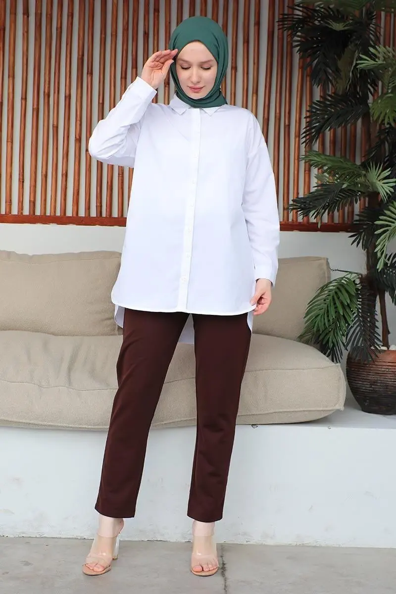 Bağcıklı Kadın Pantolon Kahverengi-detail