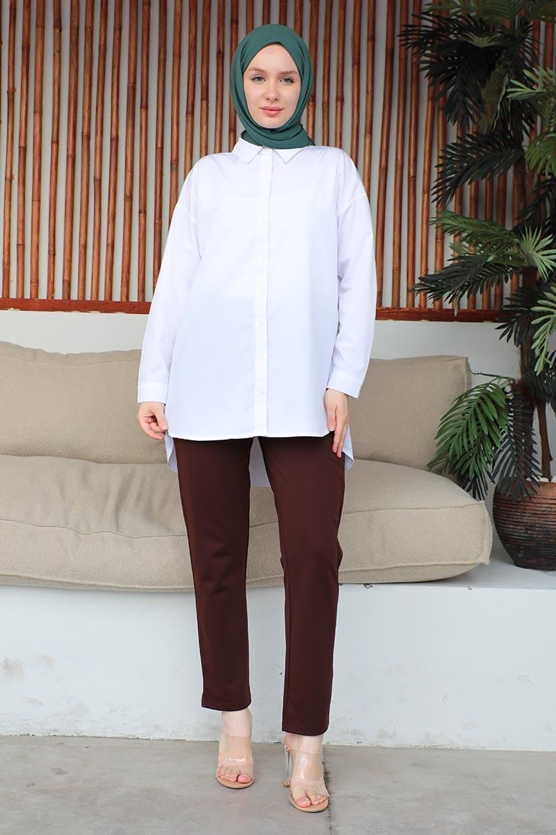 Bağcıklı Kadın Pantolon Kahverengi