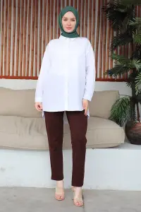 Bağcıklı Kadın Pantolon Kahverengi