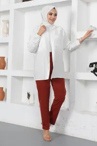 Bağcıklı Kadın Pantolon Kahverengi