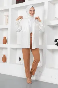 Bağcıklı Kadın Pantolon Kahverengi